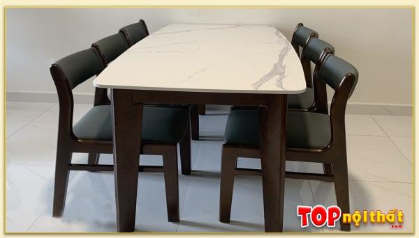 Hình ảnh Bộ bàn ăn đẹp mặt đá 6 ghế nệm da 1m6 BGATop-0045A