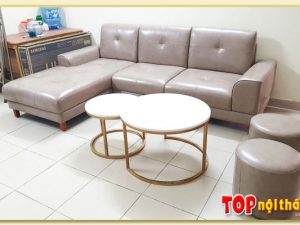 Hình ảnh Ghế sofa góc L bọc da đẹp hiện đại và sang trọng SofTop-0192