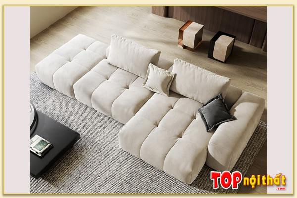 Hình ảnh Ghế sofa góc nỉ màu trắng kem đẹp SofTop-0610