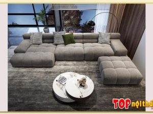Hình ảnh Ghế sofa góc phòng khách bọc vải màu xám SofTop-0615