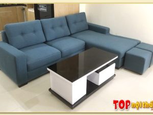 Hình ảnh Ghế sofa nỉ chữ L 3 chỗ thiết kế tay đệm độc đáo SofTop-0182