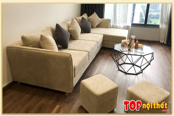 Hình ảnh Ghế sofa nỉ đẹp chữ L kê phòng khách chung cư SofTop-0501