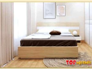 Hình ảnh Giường ngủ gỗ MDF lõi xanh màu vân gỗ đẹp hiện đại GNTop-0102