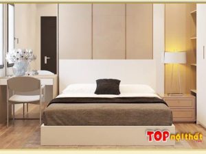 Hình ảnh Giường ngủ gỗ MDF màu trắng hiện đại đẹp GNTop-0214