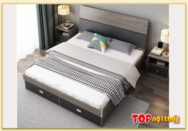 Hình ảnh Giường ngủ hiện đại có ngăn kéo gỗ công nghiệp GNTop-0062