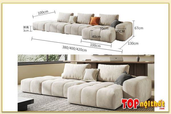 Hình ảnh Kích thước và kiểu dáng mẫu sofa góc nỉ SofTop-0610