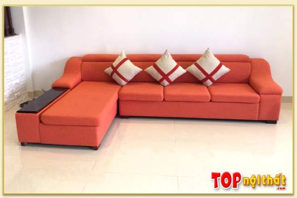 Hình ảnh Sofa nỉ màu cam dạng góc chữ L kích thước lớn SofTop-0092