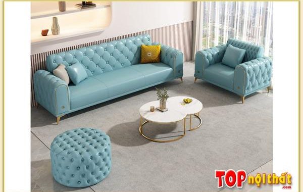 Hình ảnh Bộ ghế sofa phòng khách chung cư màu xanh SofTop-0785
