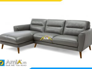 Mẫu sofa góc chữ L đẹp bọc da màu ghi AmiA 20233