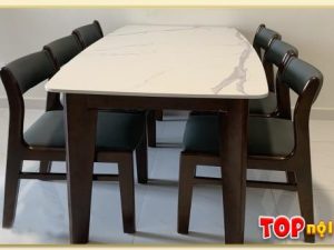 Hình ảnh Bộ bàn ăn đẹp mặt đá 6 ghế nệm da 1m6 BGATop-0045A