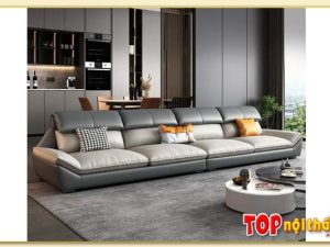Hình ảnh Sofa văng dài bọc da kê phòng khách chung cư SofTop-0772