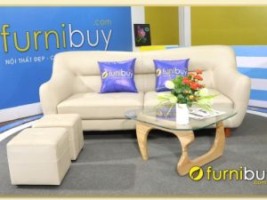 Hình ảnh Ghế sofa văng đẹp chất liệu da hiện đại kê phòng khách SofTop-0163