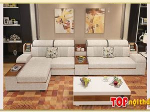 Hình ảnh Mẫu ghế sofa phòng khách bọc vải ốp gỗ SofTop-0602