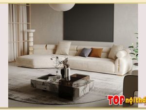 Hình ảnh Mẫu ghế sofa phòng khách bọc vải văng dài SofTop-0681