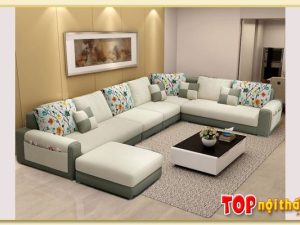 Hình ảnh Mẫu ghế sofa vải góc cho phòng khách rộng SofTop-0616