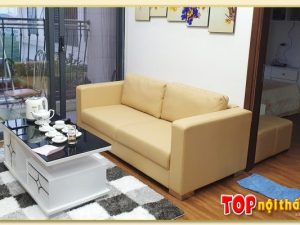 Hình ảnh Mẫu ghế sofa văng da 2 chỗ kích thước nhỏ xinh SofTop-0276