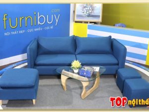 Hình ảnh Mẫu ghế sofa văng nỉ đẹp hiện đại kèm đôn lớn SofTop-0225