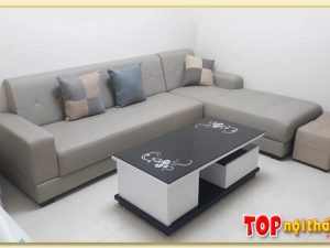 Hình ảnh Mẫu sofa chữ L chất da hiện đại thiết kế đơn giản SofTop-0174